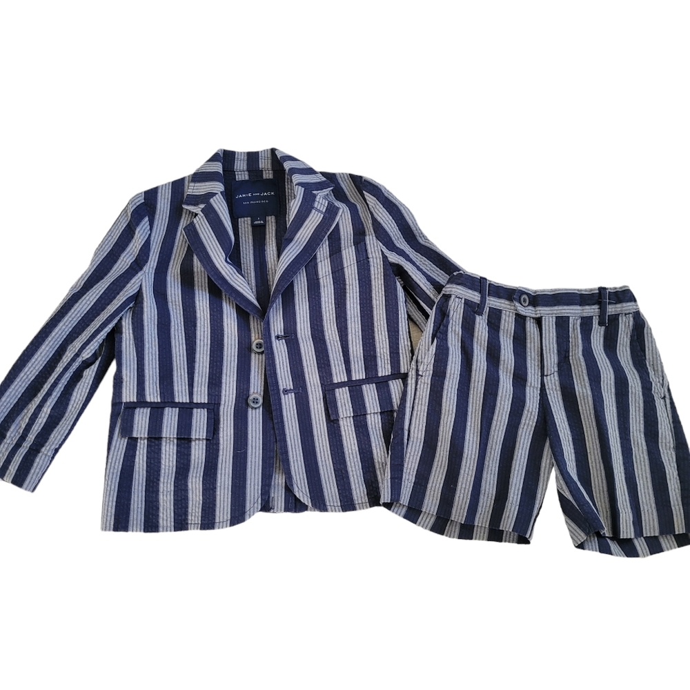 Janie And Jack Seersucker Blazer & Shorts Outfit